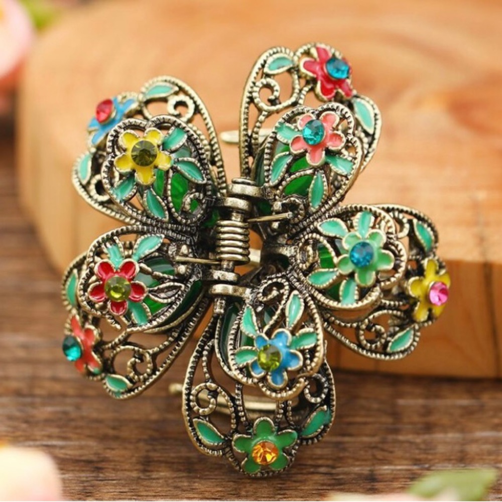 Flower Decor Hair Claw - #245